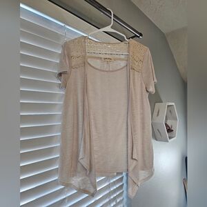 Cream Blouse With Cardigan